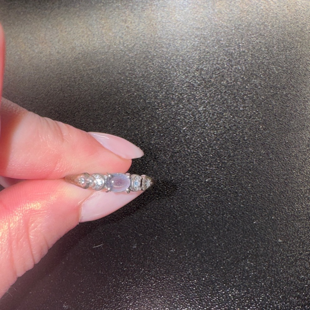 Pandora Sterling Ring with Lavender Opal and Clear Accents